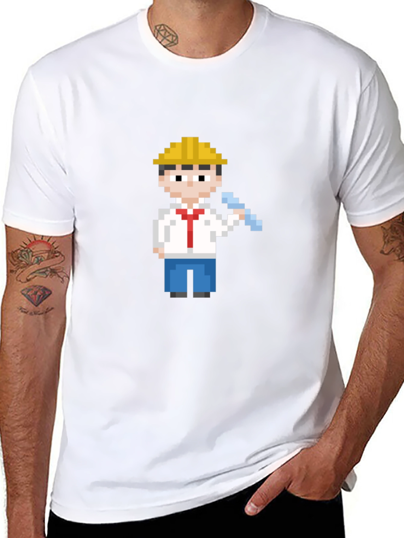 Pixel Art Construction Worker T-Shirt