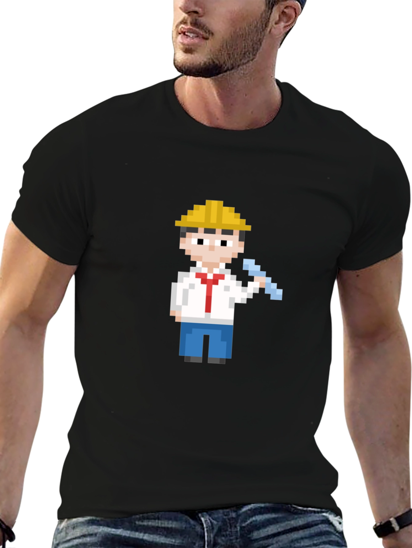 Pixel Art Construction Worker T-Shirt