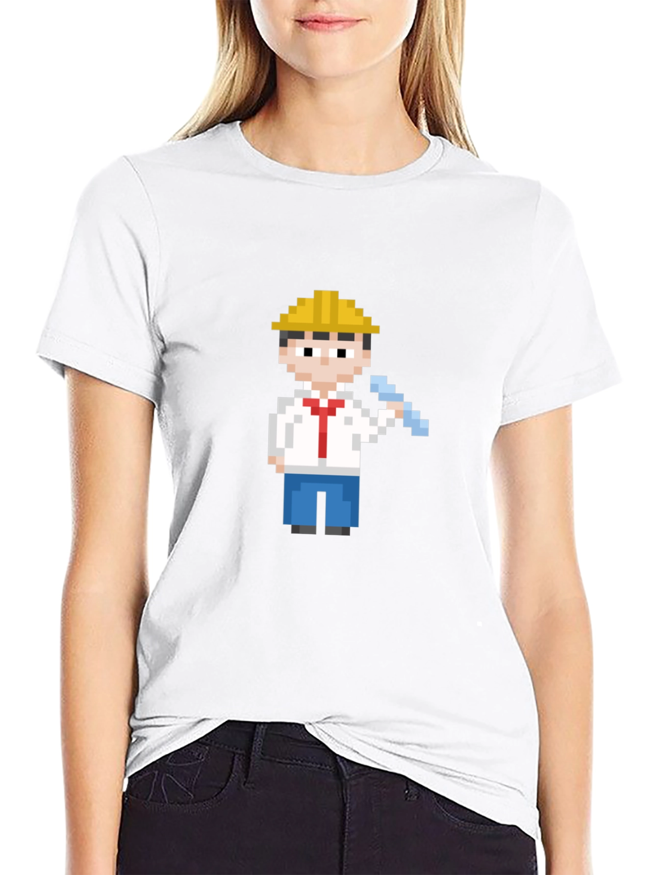 Pixel Art Construction Worker T-Shirt