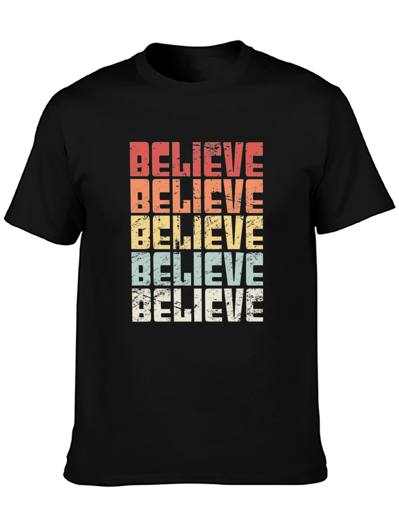 Believe Retro Graphic T-Shirt - Black