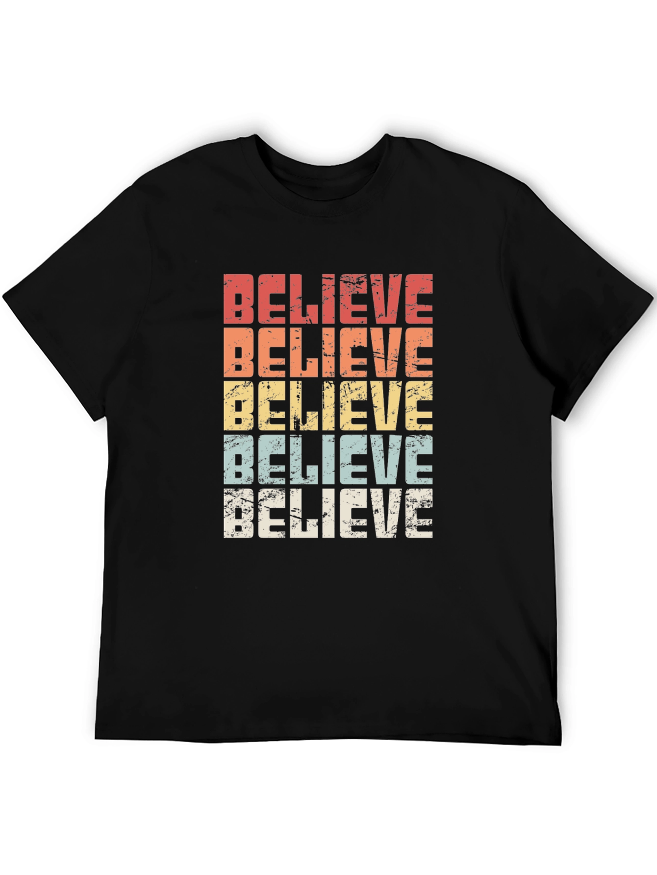 Believe Retro Graphic T-Shirt - Black