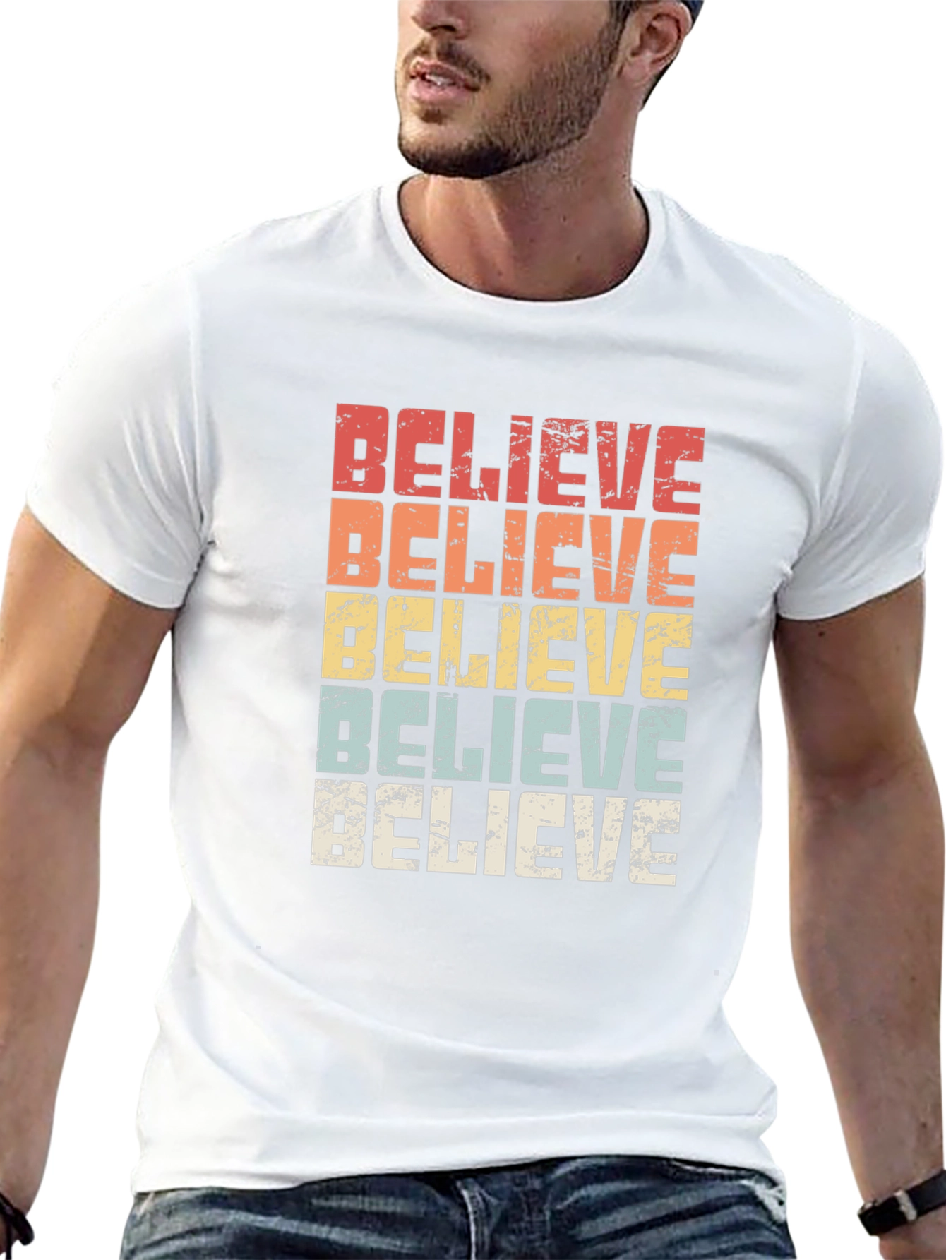 Believe Retro Graphic T-Shirt - Black