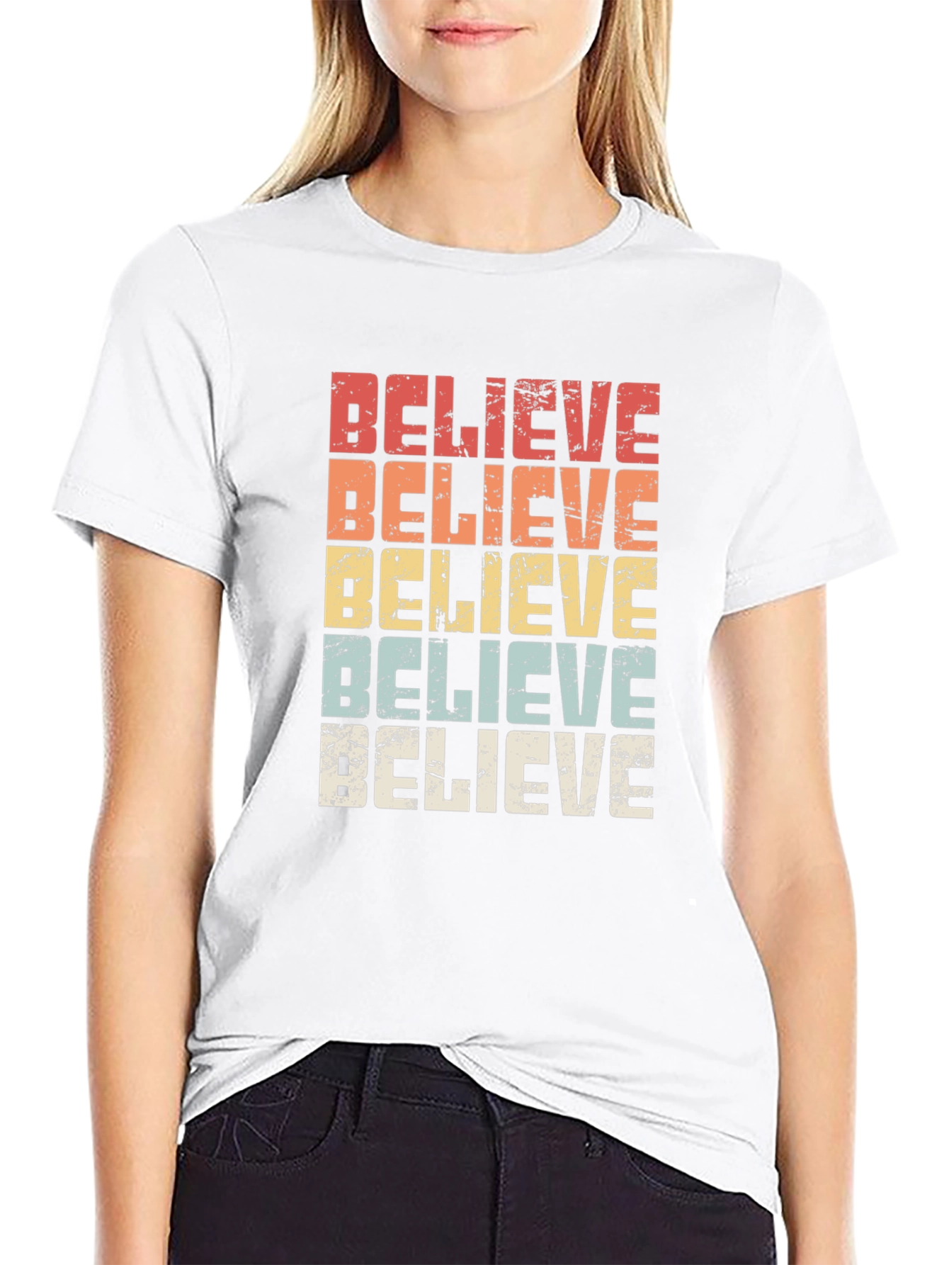 Believe Retro Graphic T-Shirt - Black