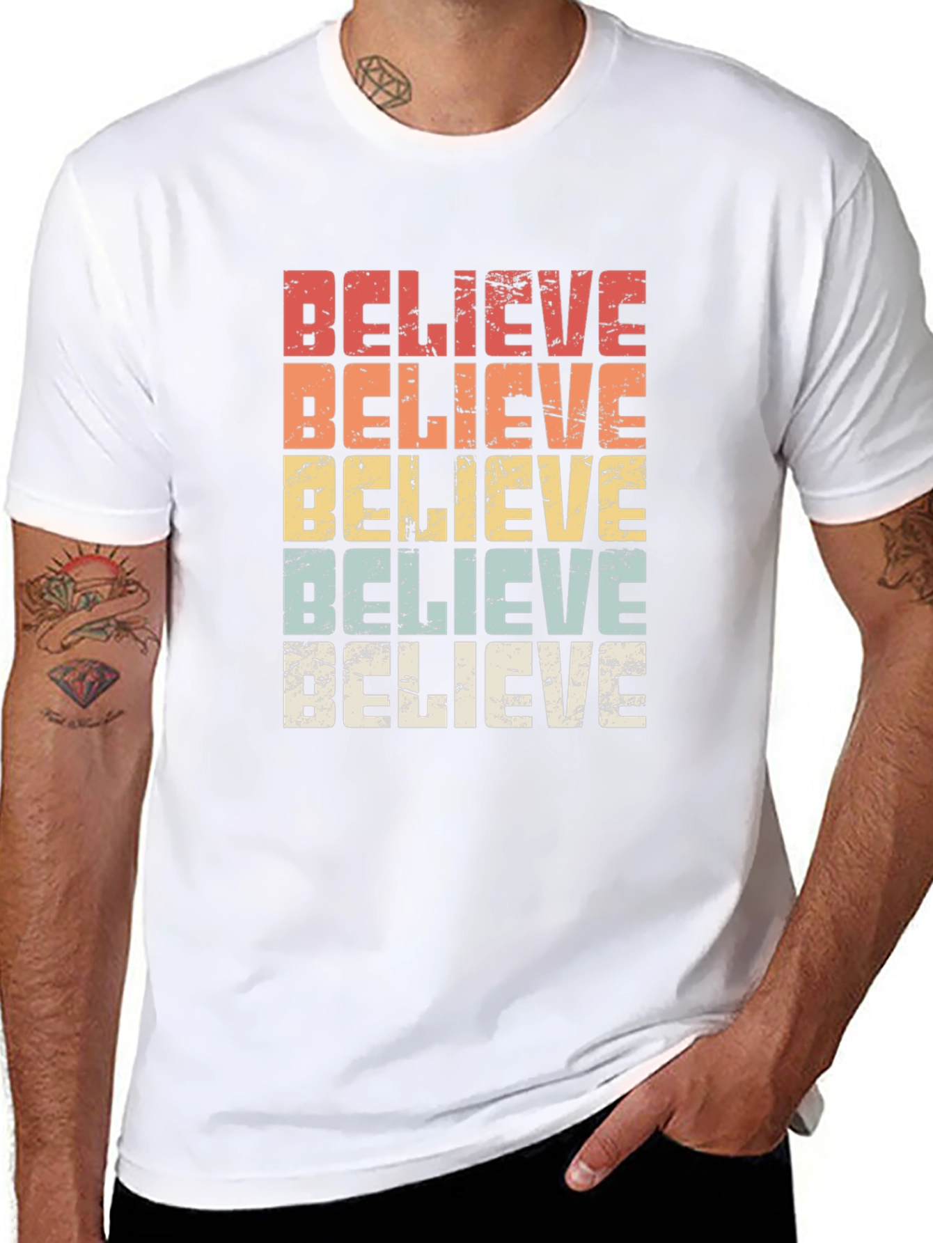 Believe Retro Graphic T-Shirt - Black