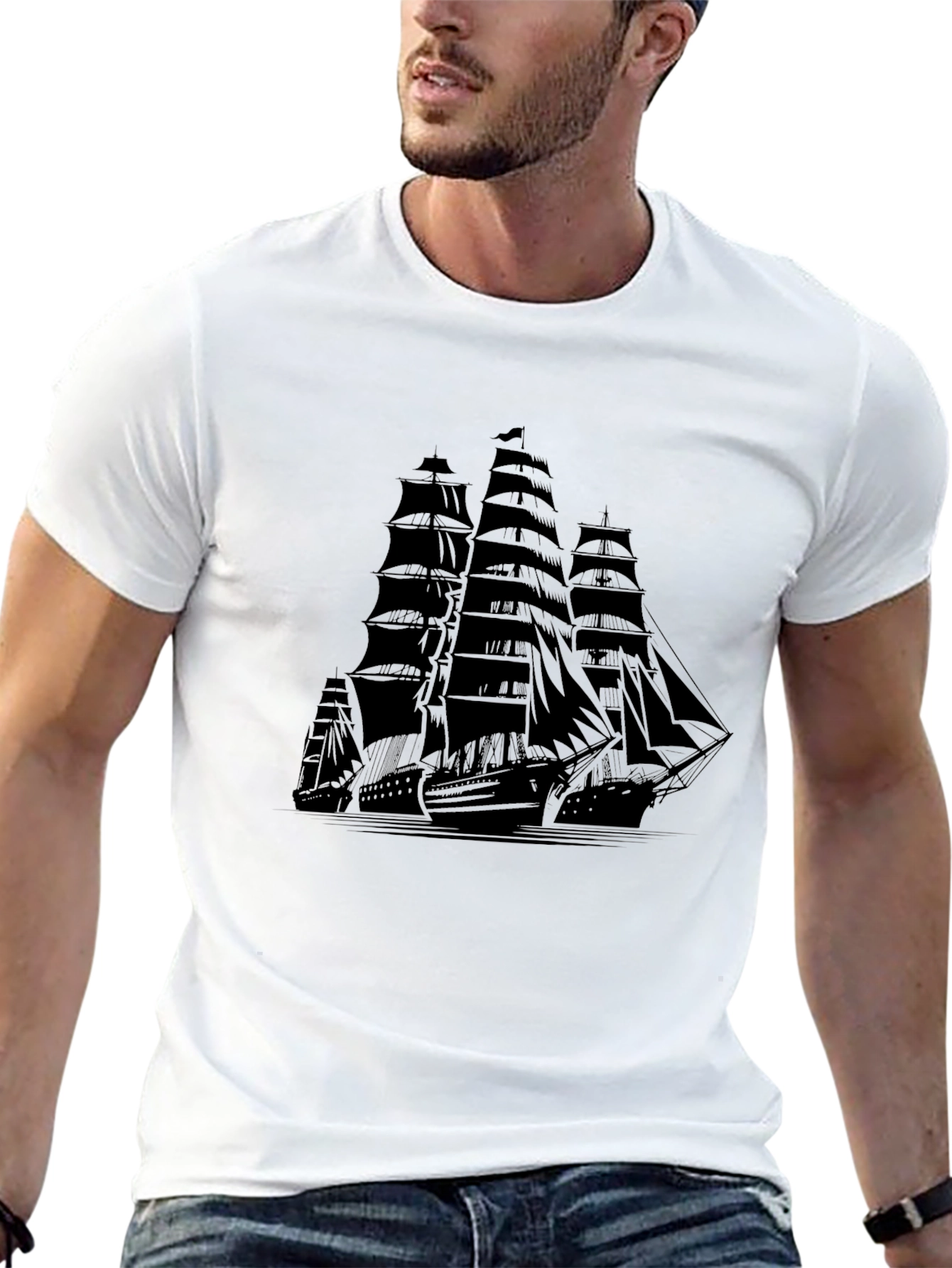 Black Sailboat T-Shirt - Nautical Style