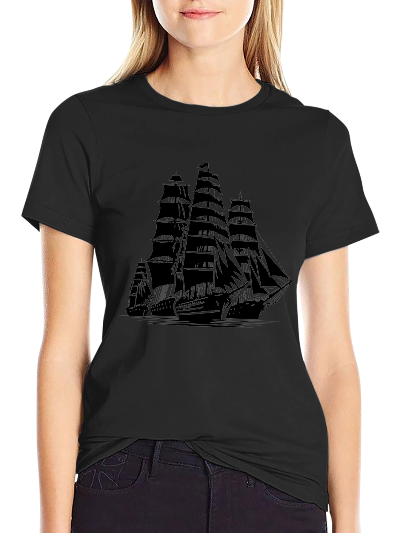 Black Sailboat T-Shirt - Nautical Style