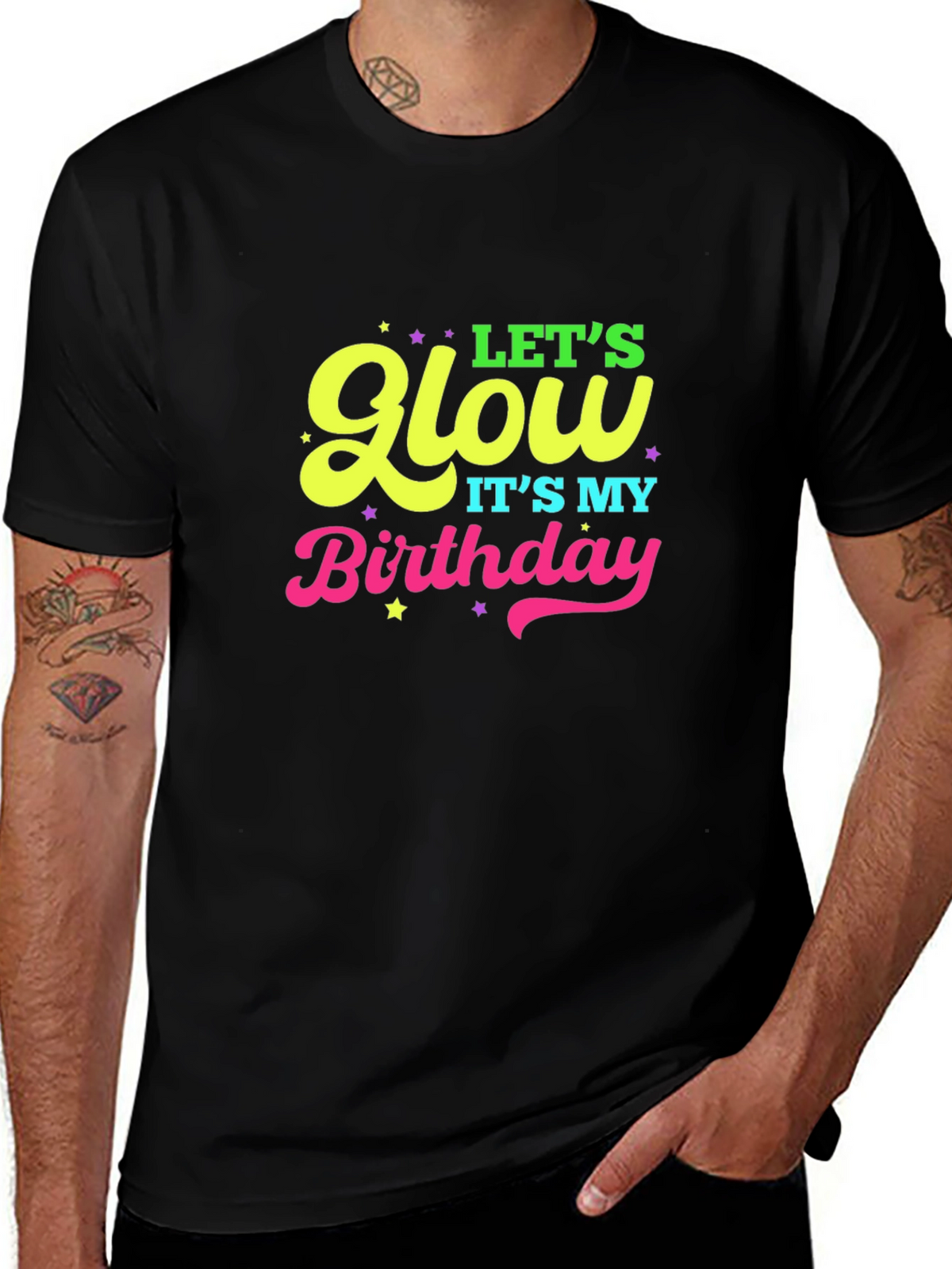Lets Glow Birthday Black T-Shirt