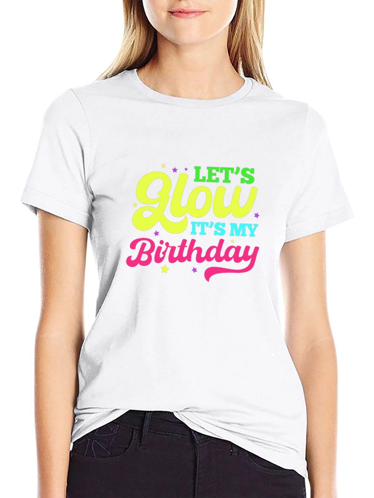 Lets Glow Birthday Black T-Shirt