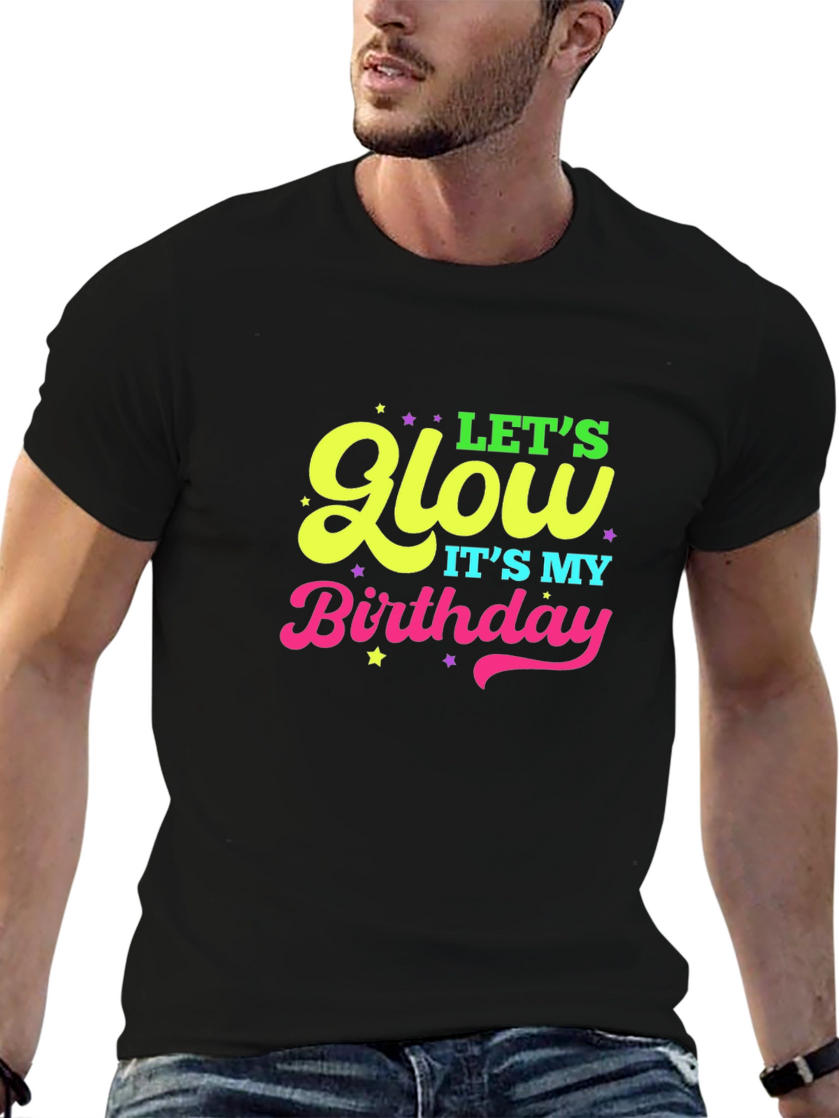 Lets Glow Birthday Black T-Shirt