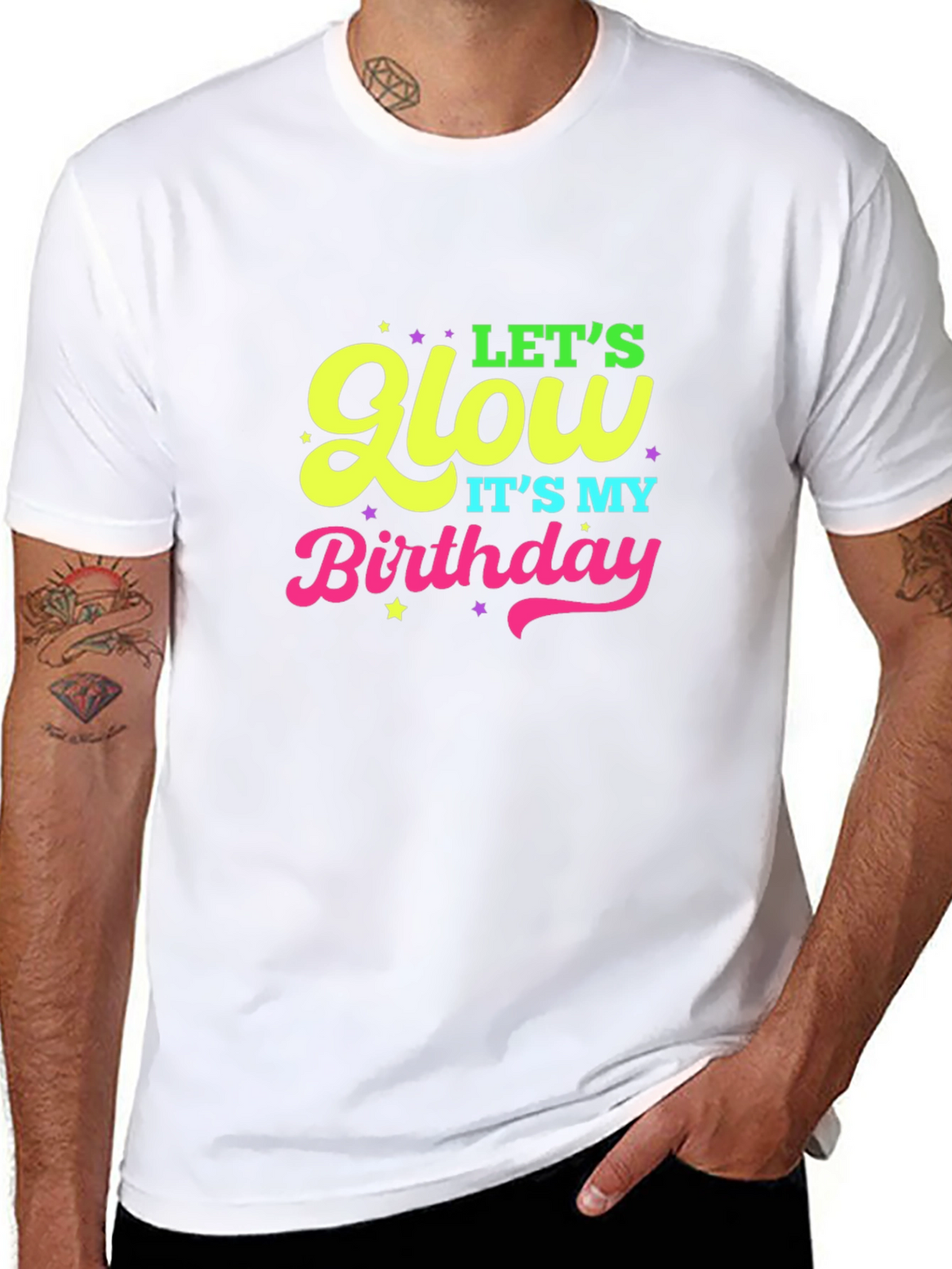 Lets Glow Birthday Black T-Shirt
