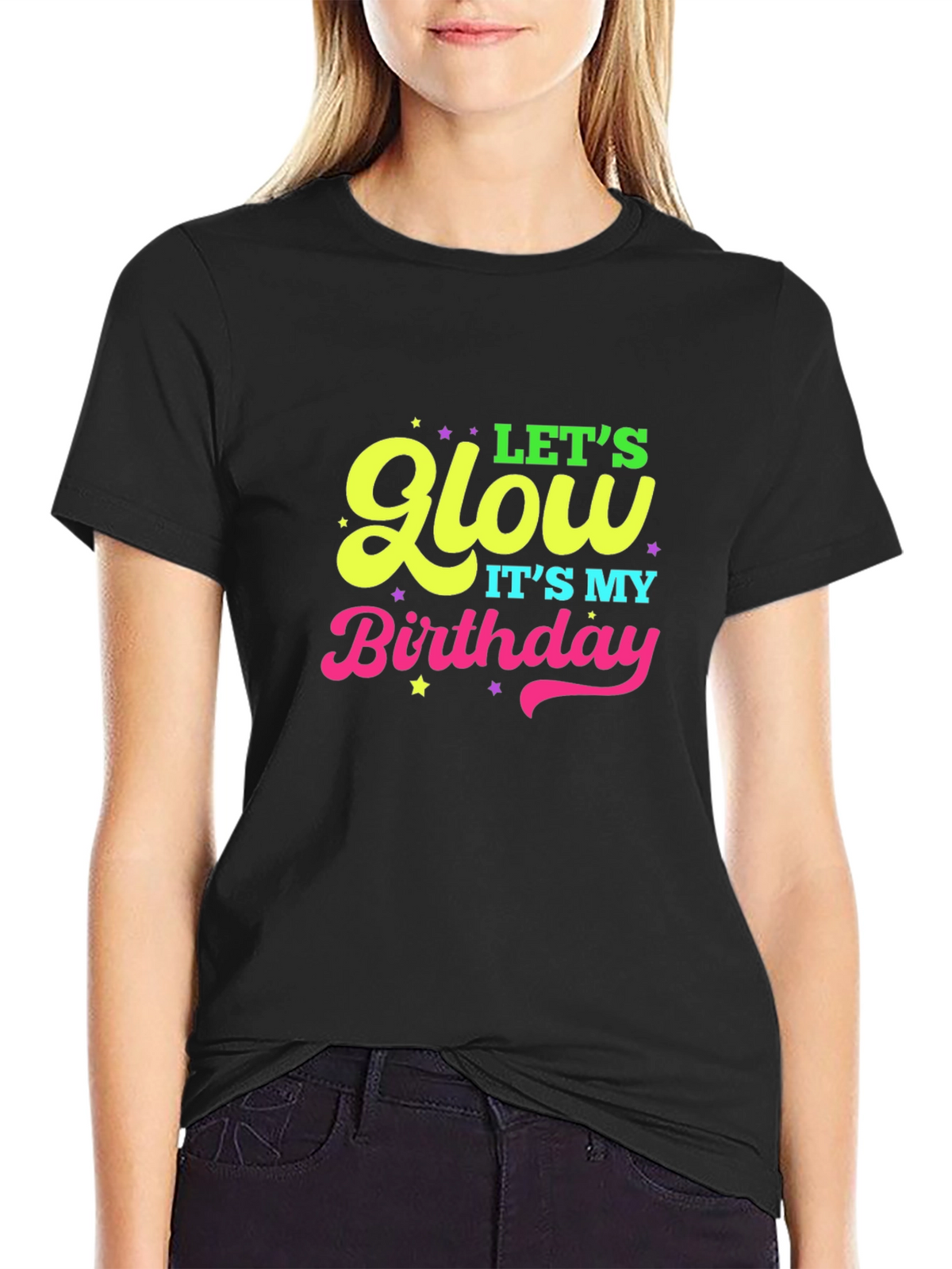 Lets Glow Birthday Black T-Shirt