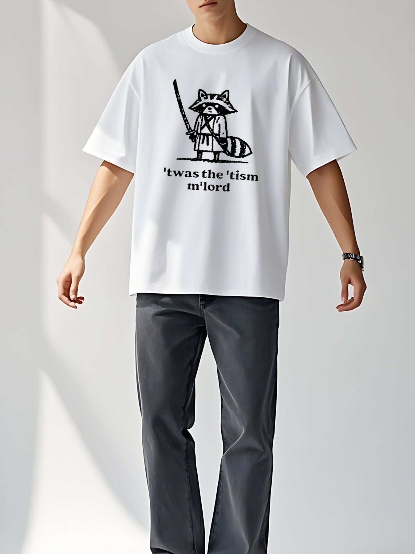 T-shirt Tokyo-tiger-focused-samurai-raccoon-washed-t-shirt