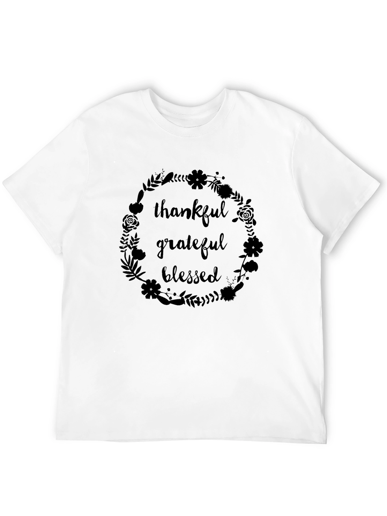 Thankful Grateful Blessed Graphic Tee - Black