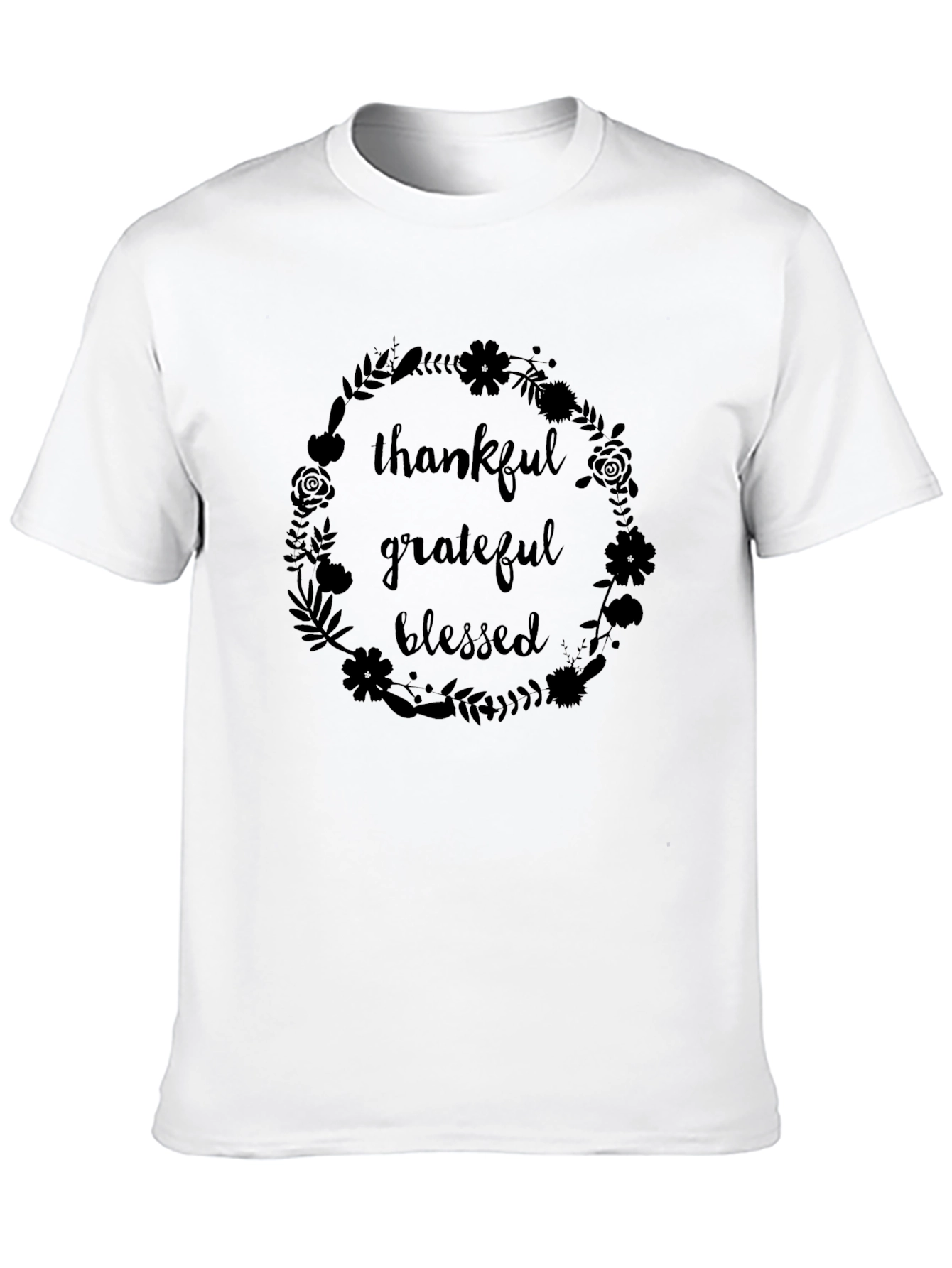 Thankful Grateful Blessed Graphic Tee - Black