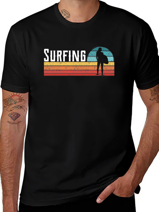Surfing Sunset Graphic Tee - Cool Surfer T-Shirt