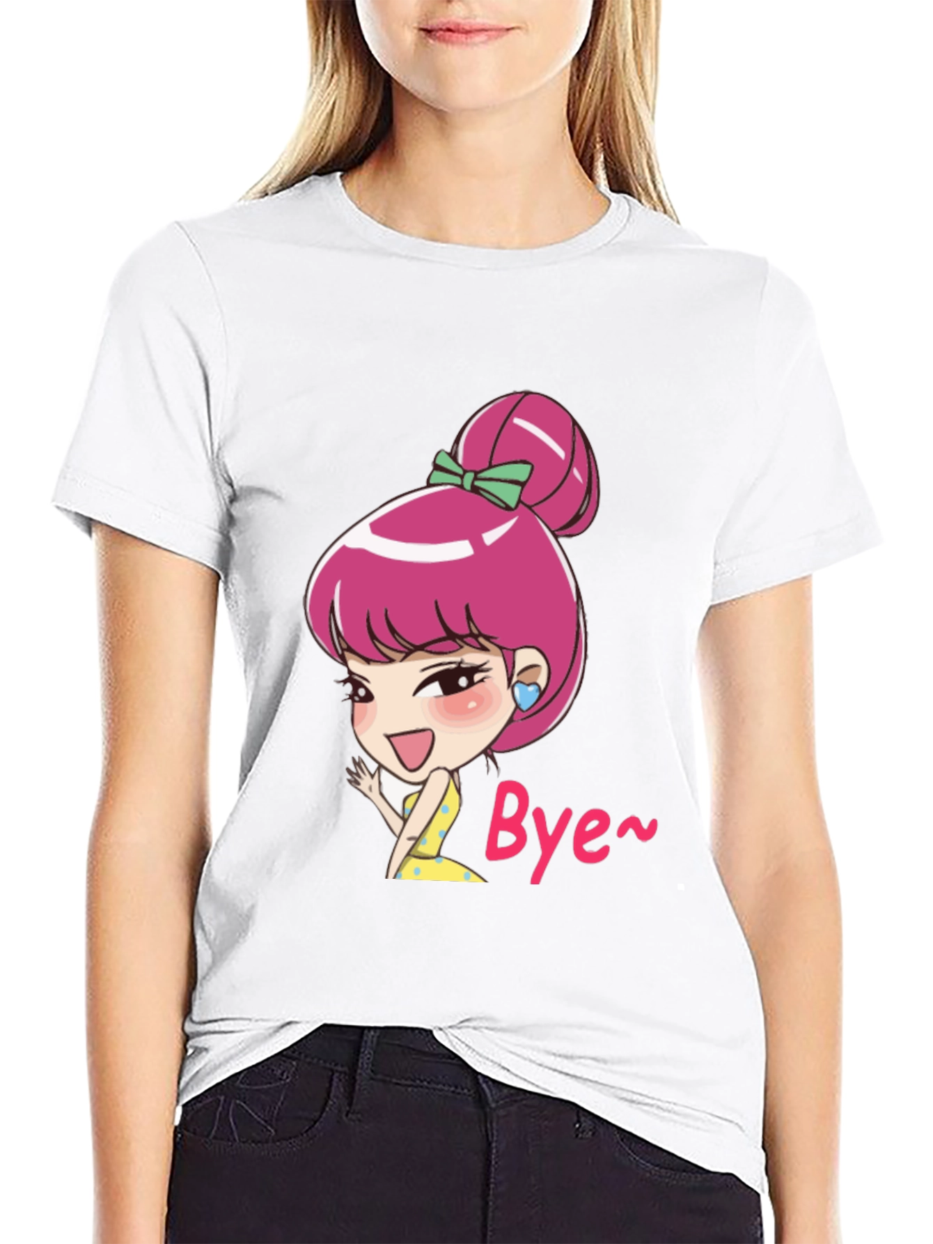 Cute Cartoon Character Black T-Shirt