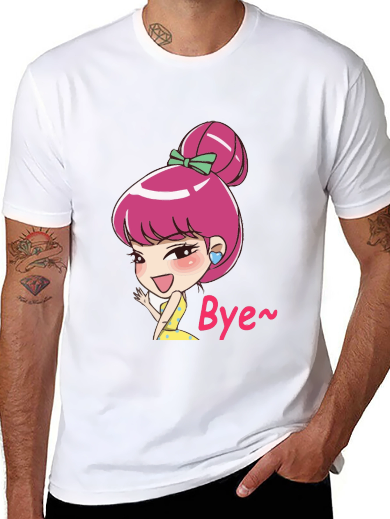Cute Cartoon Character Black T-Shirt