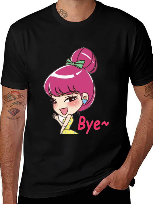Cute Cartoon Character Black T-Shirt