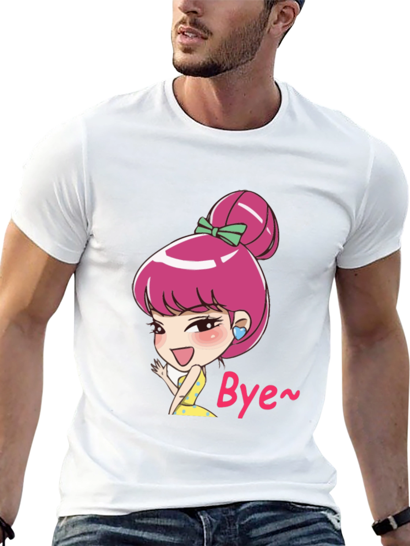 Cute Cartoon Character Black T-Shirt