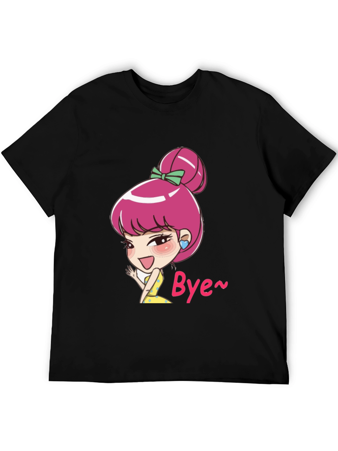 Cute Cartoon Character Black T-Shirt