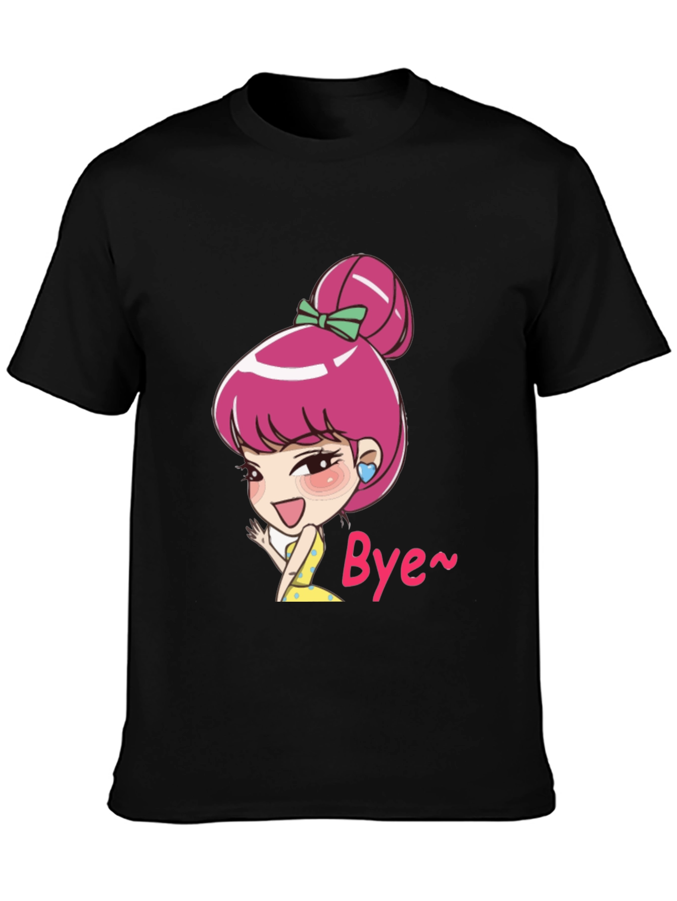 Cute Cartoon Character Black T-Shirt
