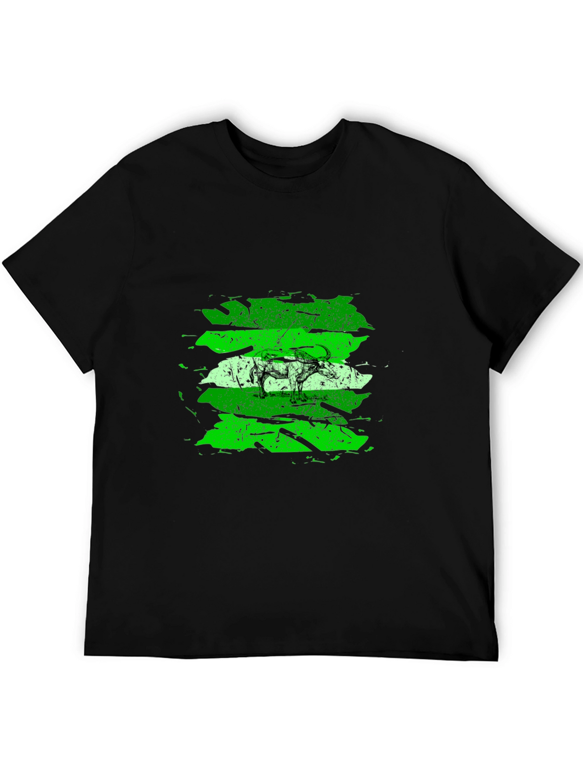Green Buffalo Graphic Black T-Shirt