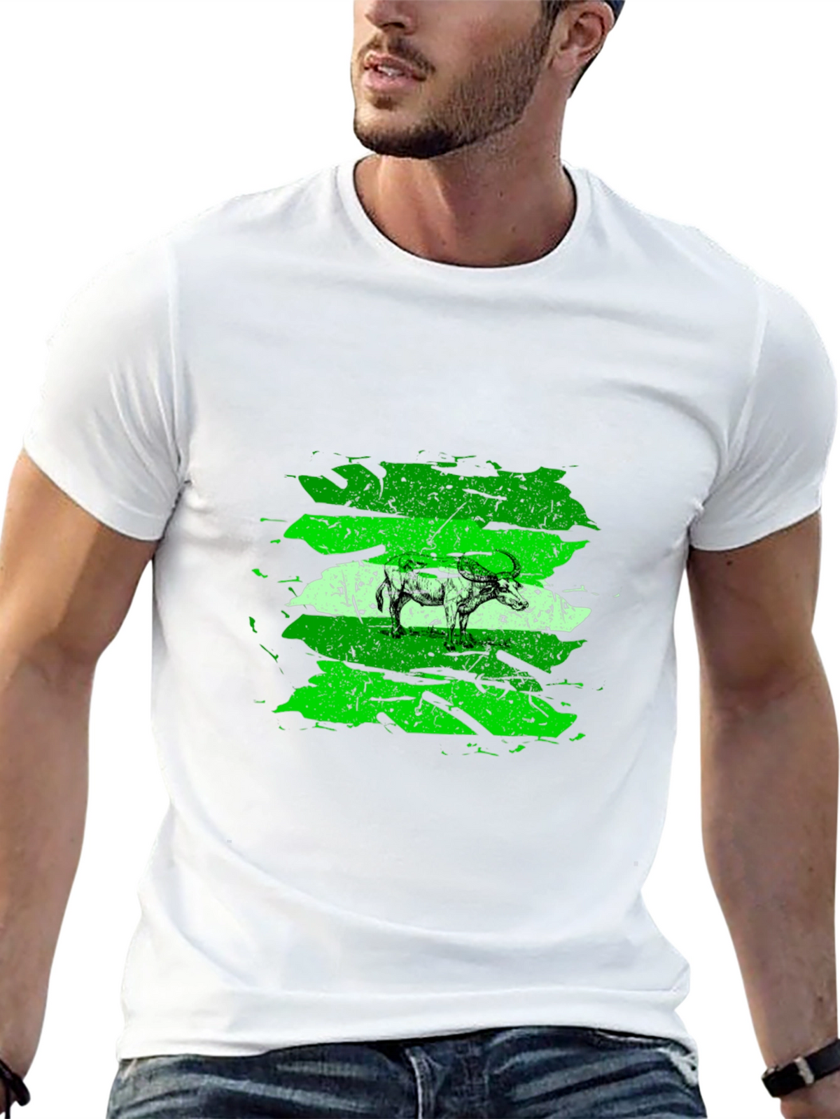 Green Buffalo Graphic Black T-Shirt