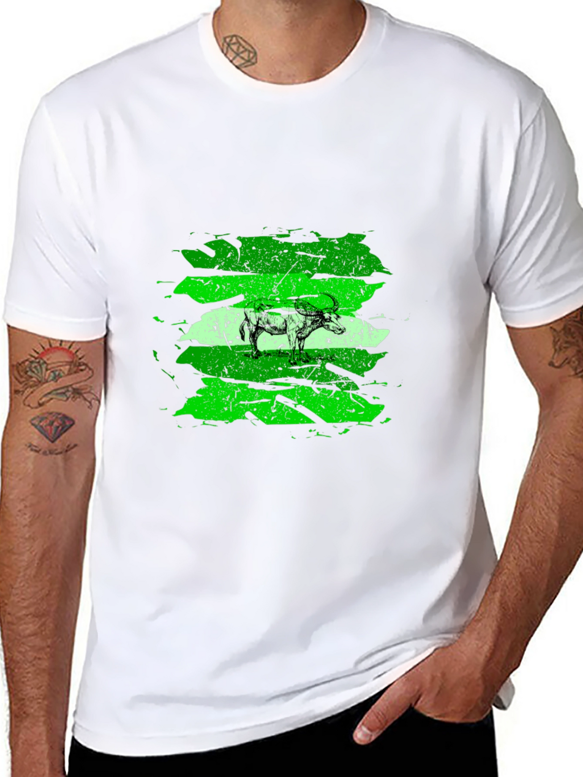 Green Buffalo Graphic Black T-Shirt
