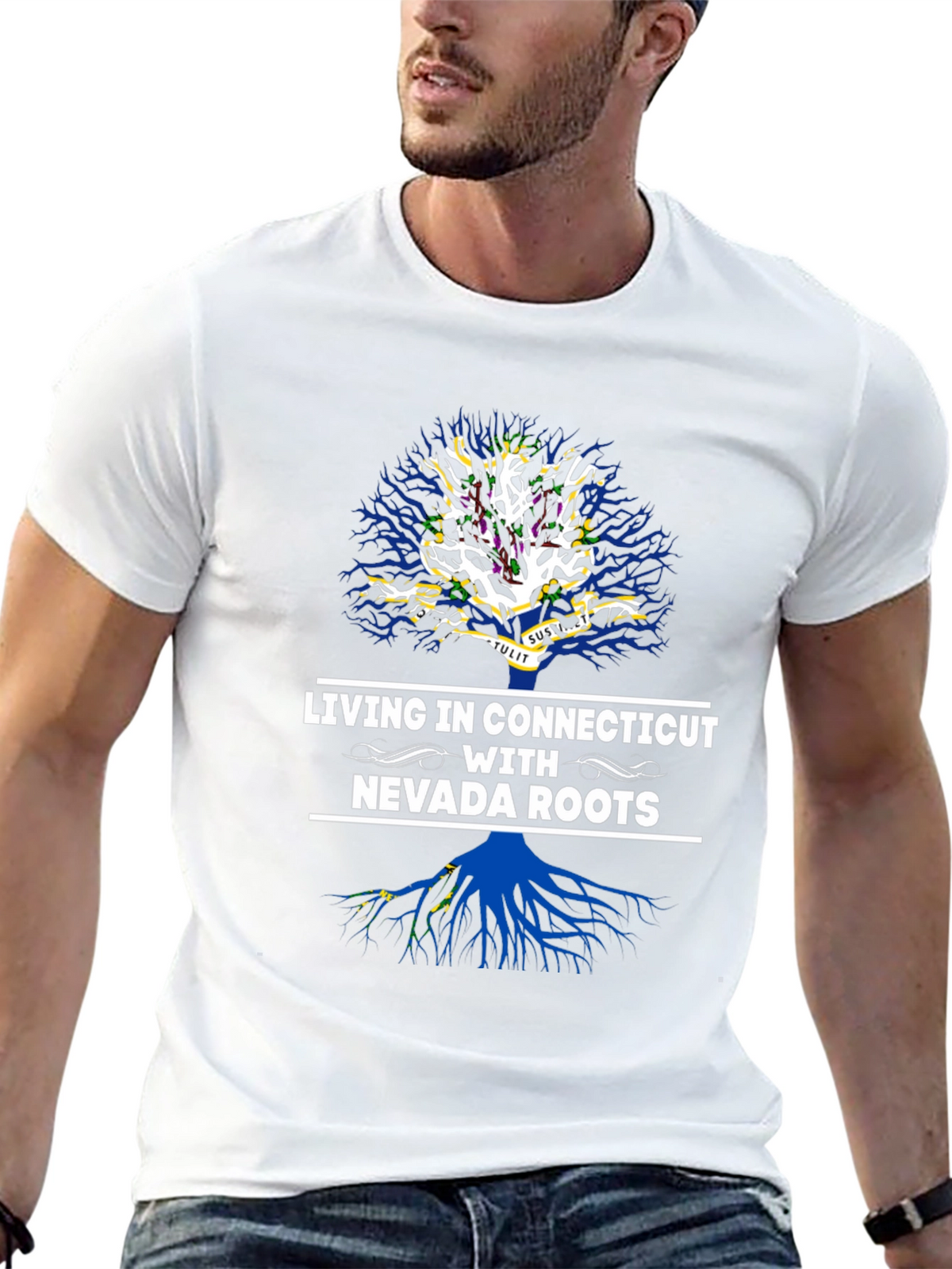 Living in Connecticut with Nevada Roots T-Shirt