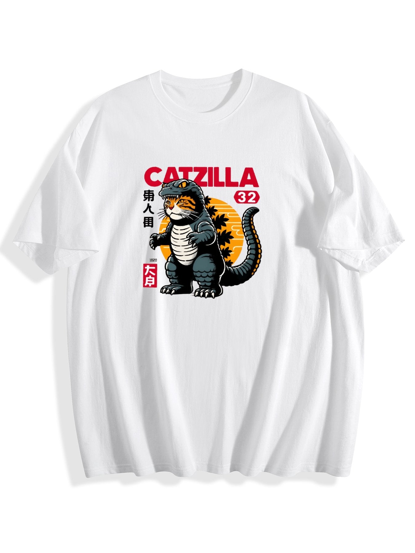 T-shirt Cat Godzilla Vintage Wash Japanese Design T-Shirt