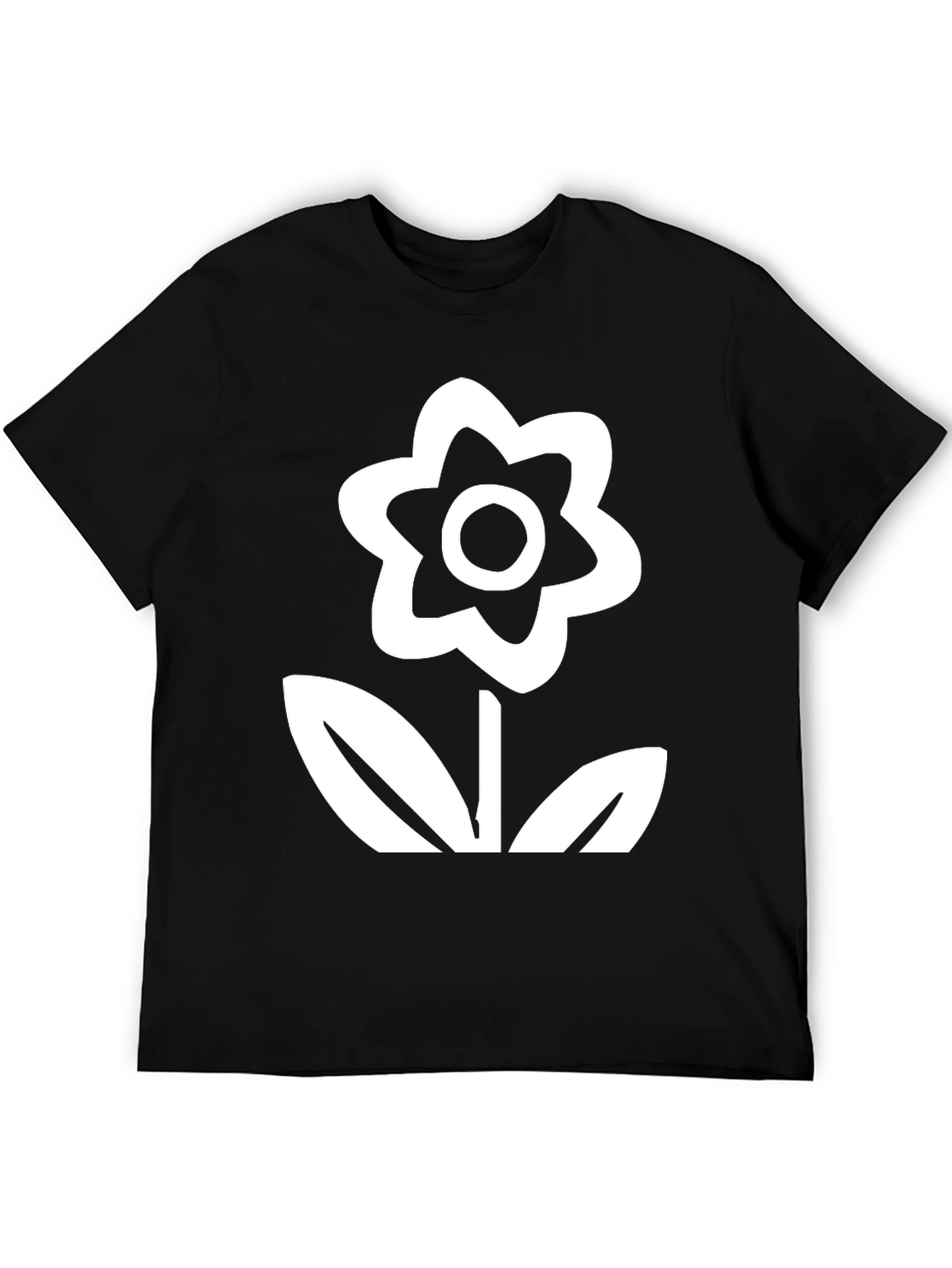 Black T-Shirt with Flower Print