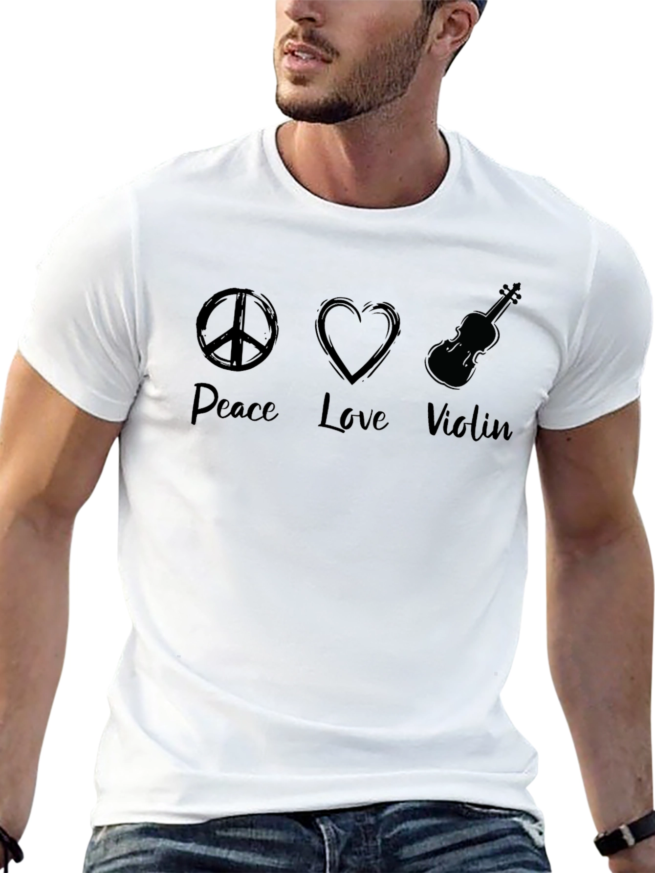 Peace Love Violin Graphic Tee - Unisex