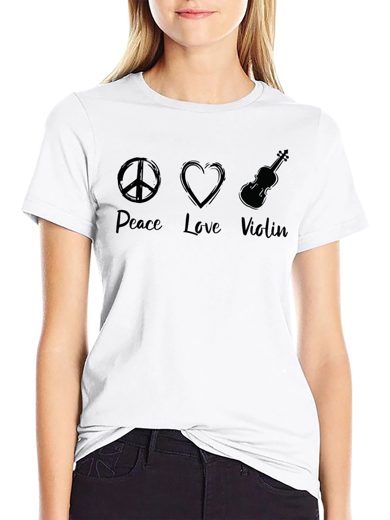 Peace Love Violin Graphic Tee - Unisex