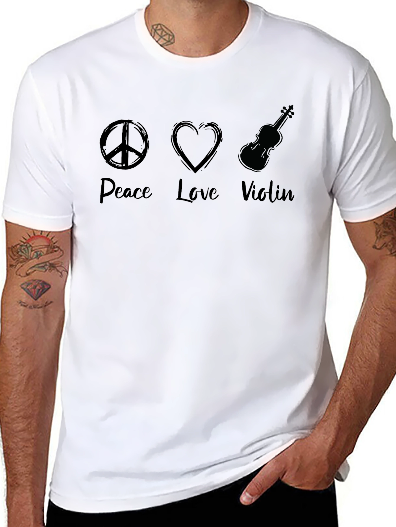 Peace Love Violin Graphic Tee - Unisex