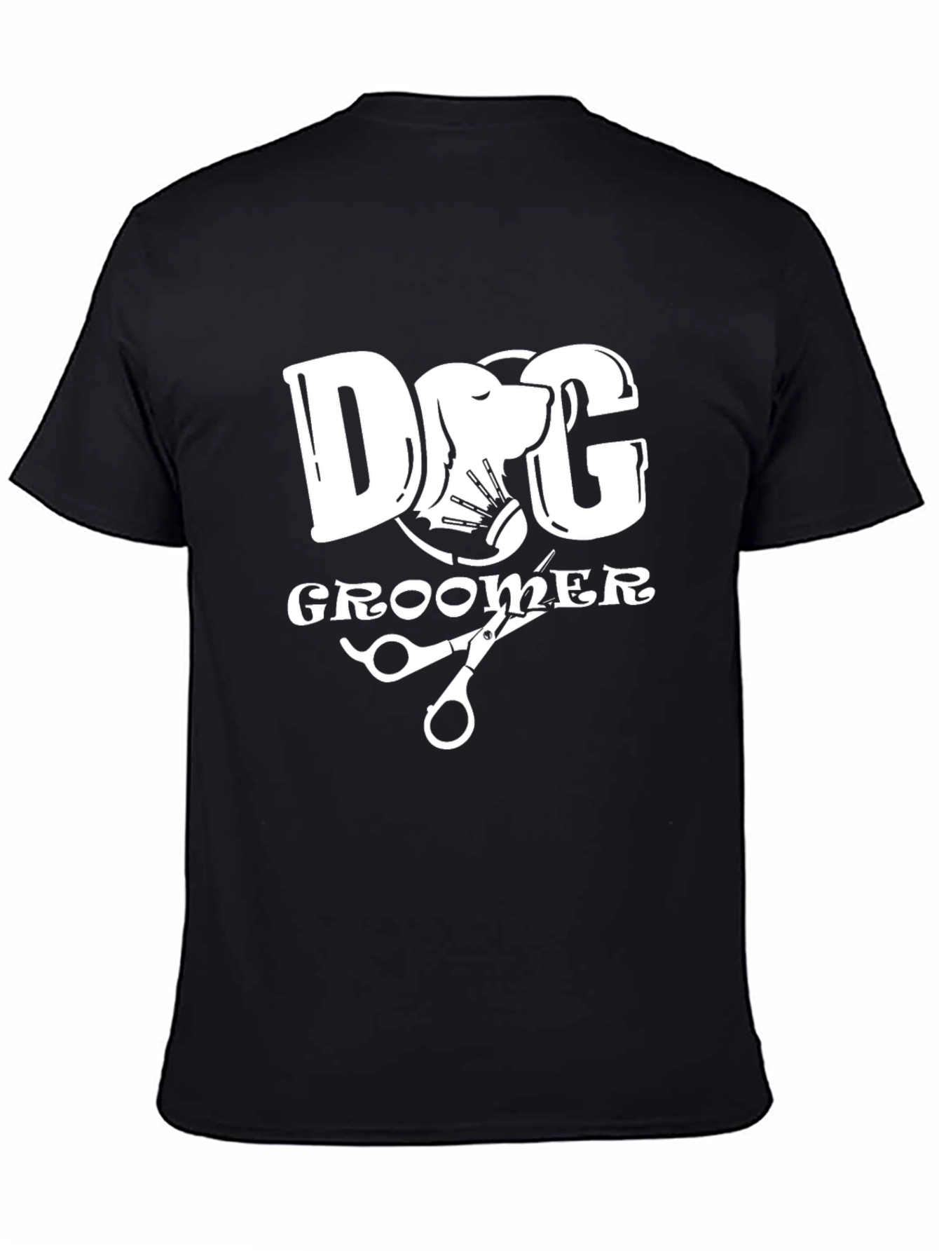 Dog Groomer Graphic Tee - Black Cotton T-Shirt