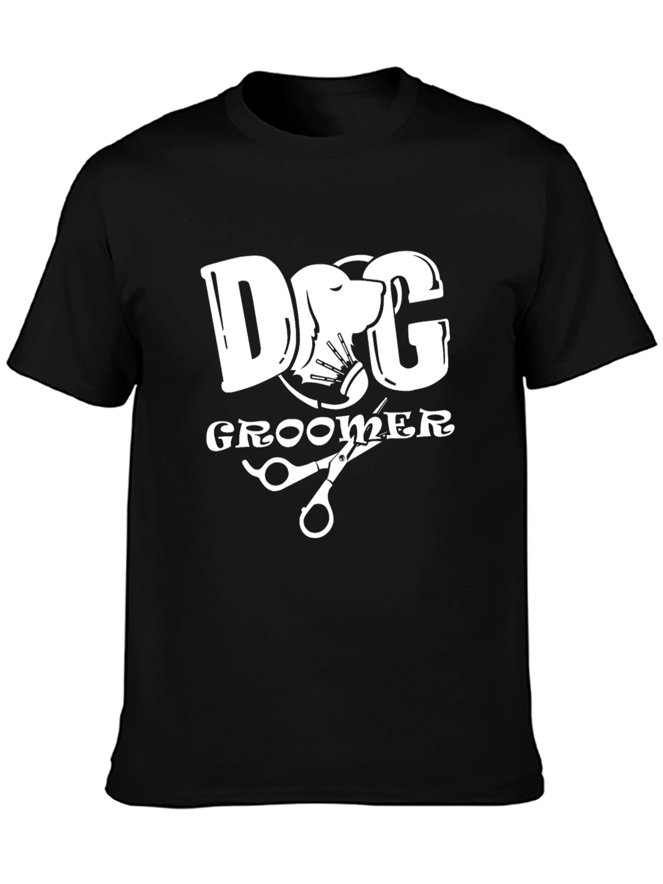 Dog Groomer Graphic Tee - Black Cotton T-Shirt