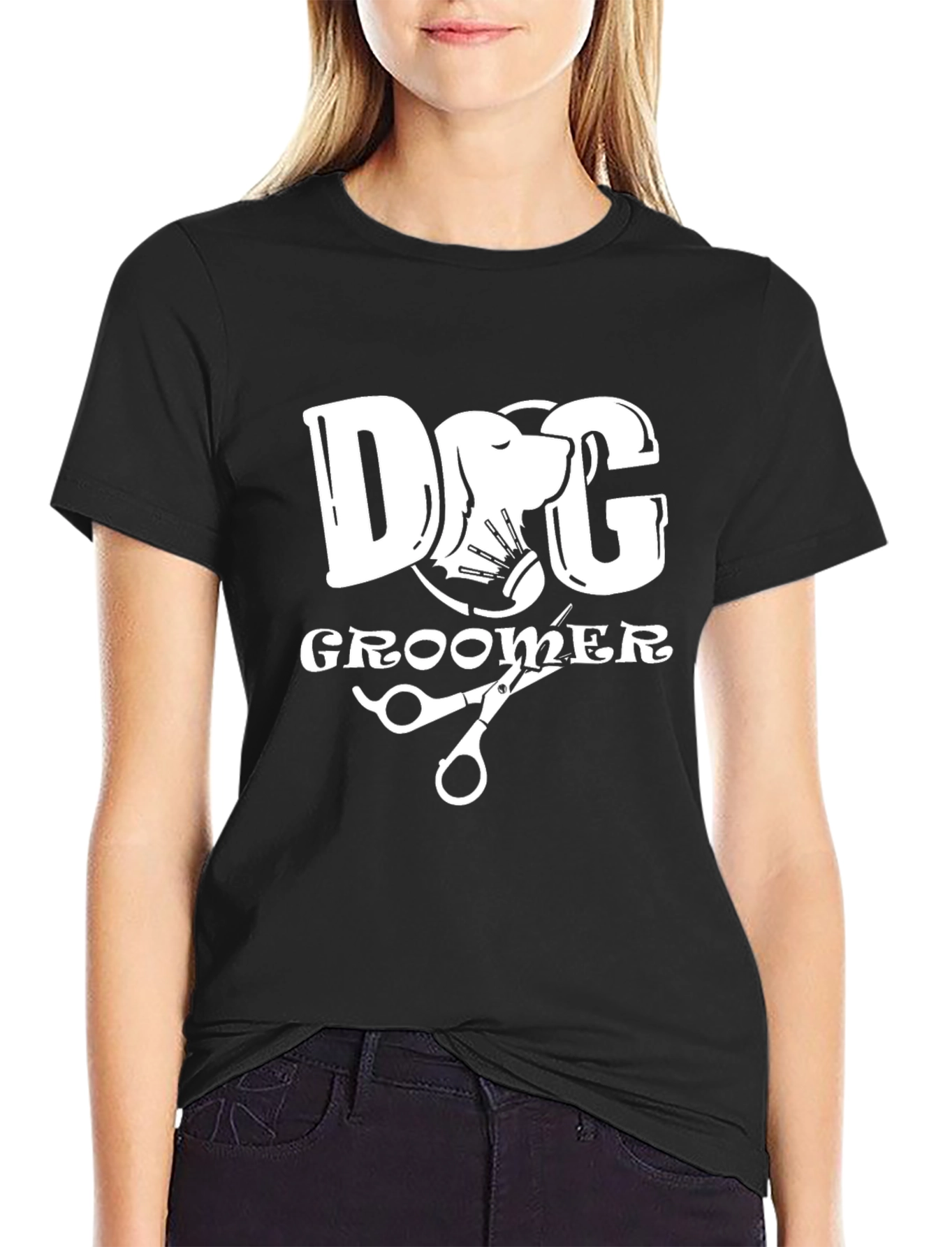 Dog Groomer Graphic Tee - Black Cotton T-Shirt