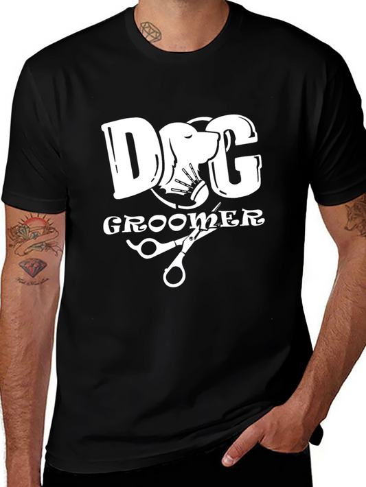 Dog Groomer Graphic Tee - Black Cotton T-Shirt