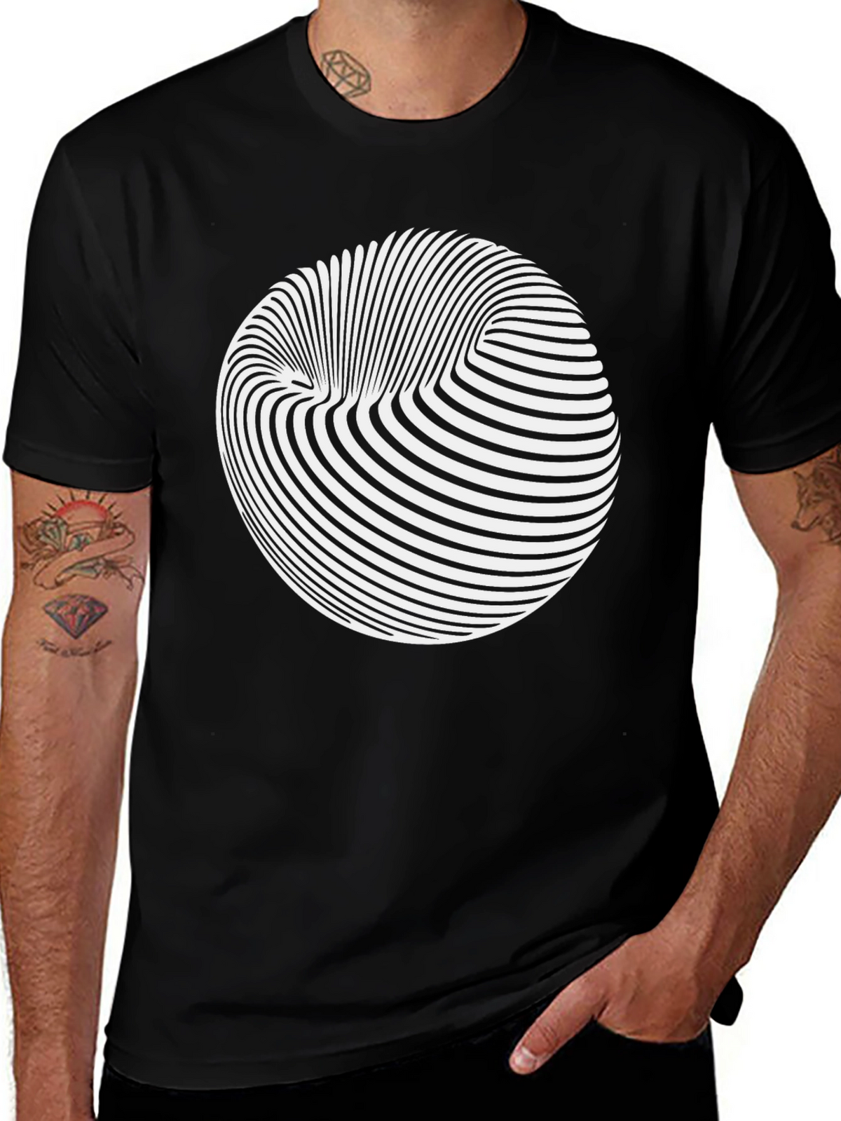 Optical Illusion Graphic Tee - Black