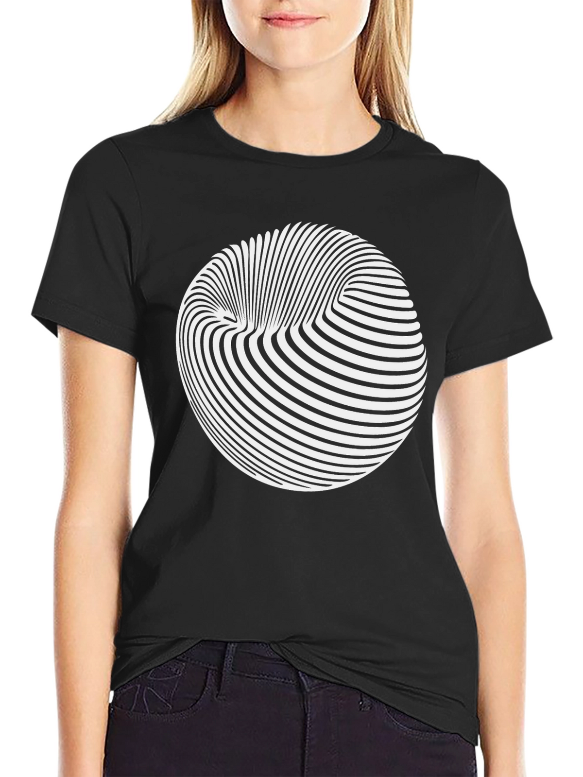 Optical Illusion Graphic Tee - Black