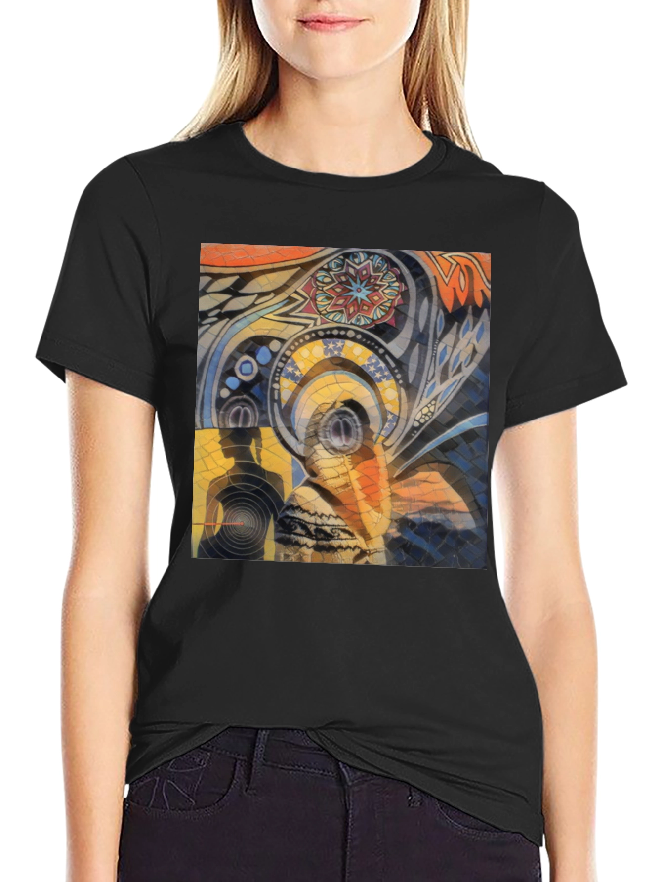 Abstract Art Graphic Print Black T-Shirt
