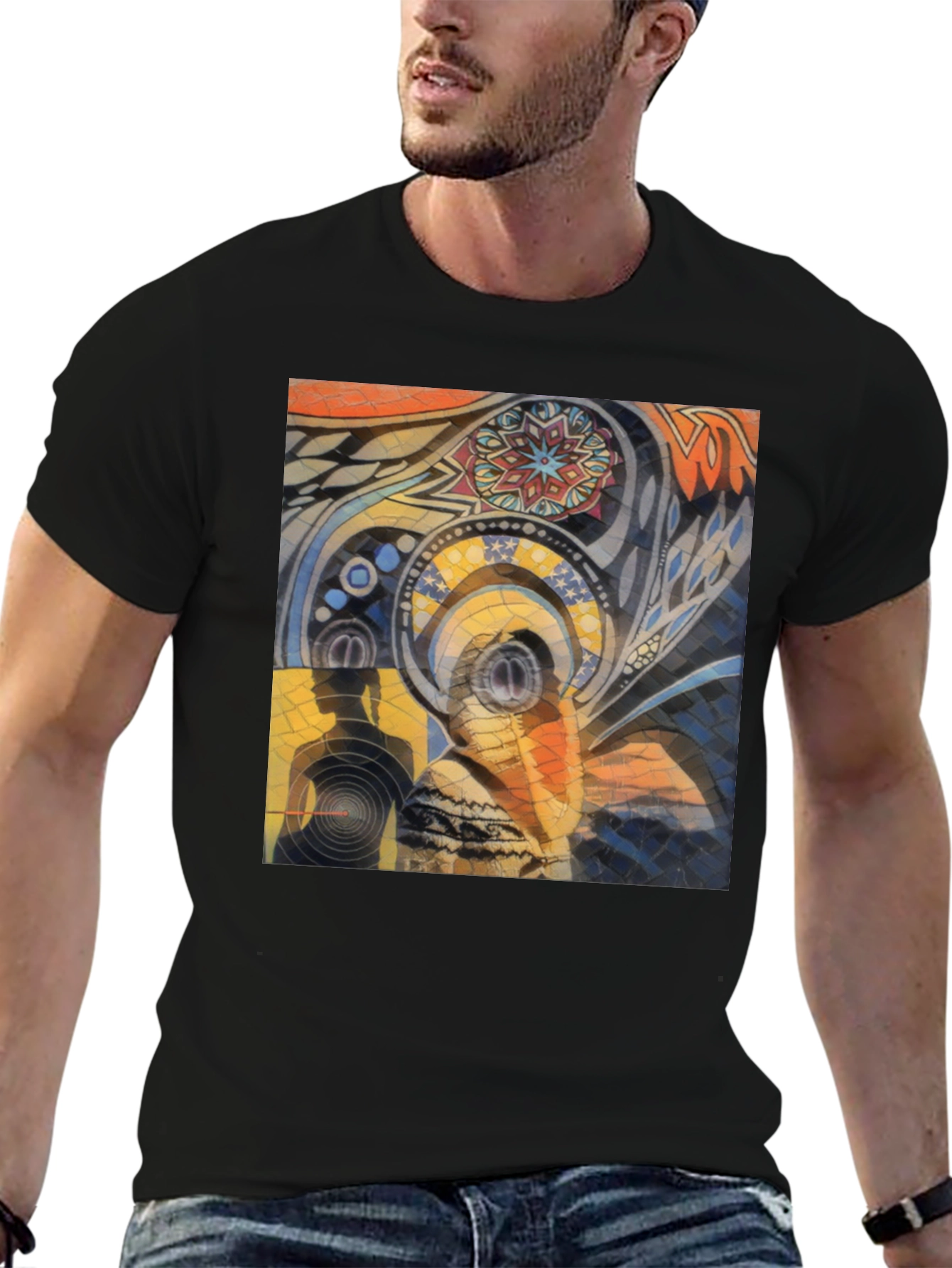Abstract Art Graphic Print Black T-Shirt