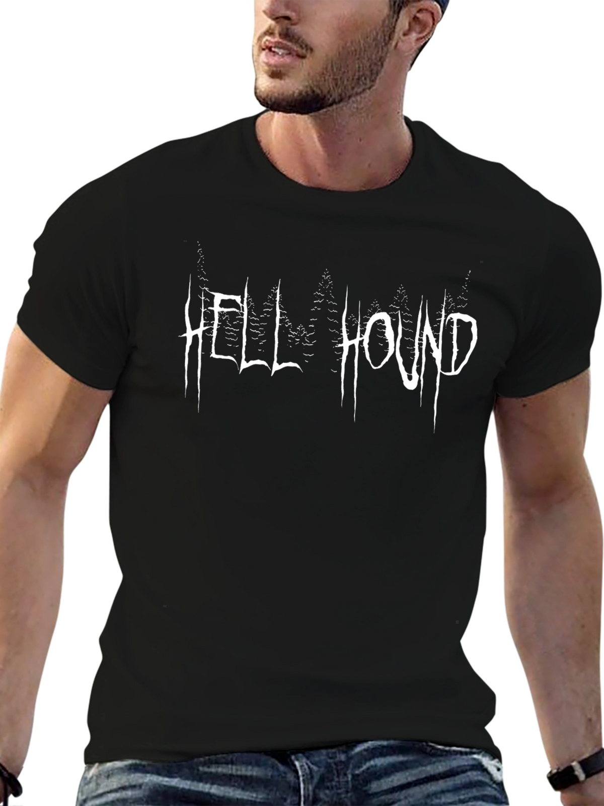Hell Hound Graphic Tee - Black Cotton T-Shirt