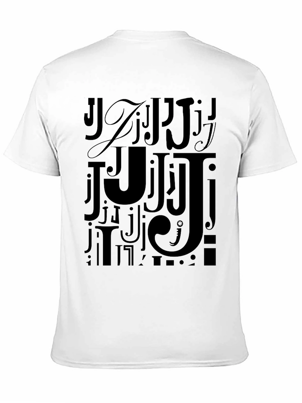 Mens Black J Letter Print Graphic Tee