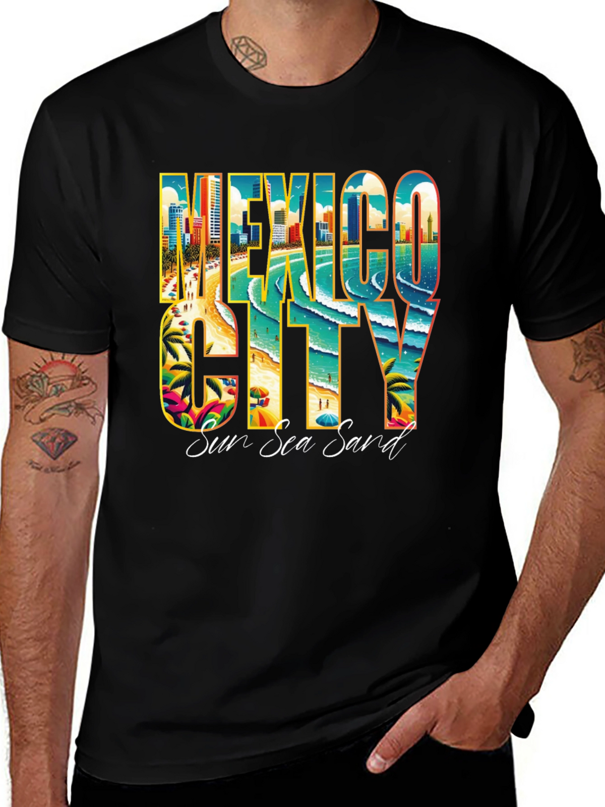 Mexico City Sun Sea Sand Graphic T-Shirt