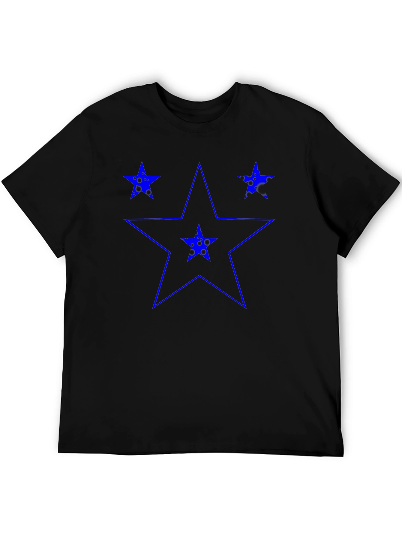 Blue Star Graphic Print Black T-Shirt