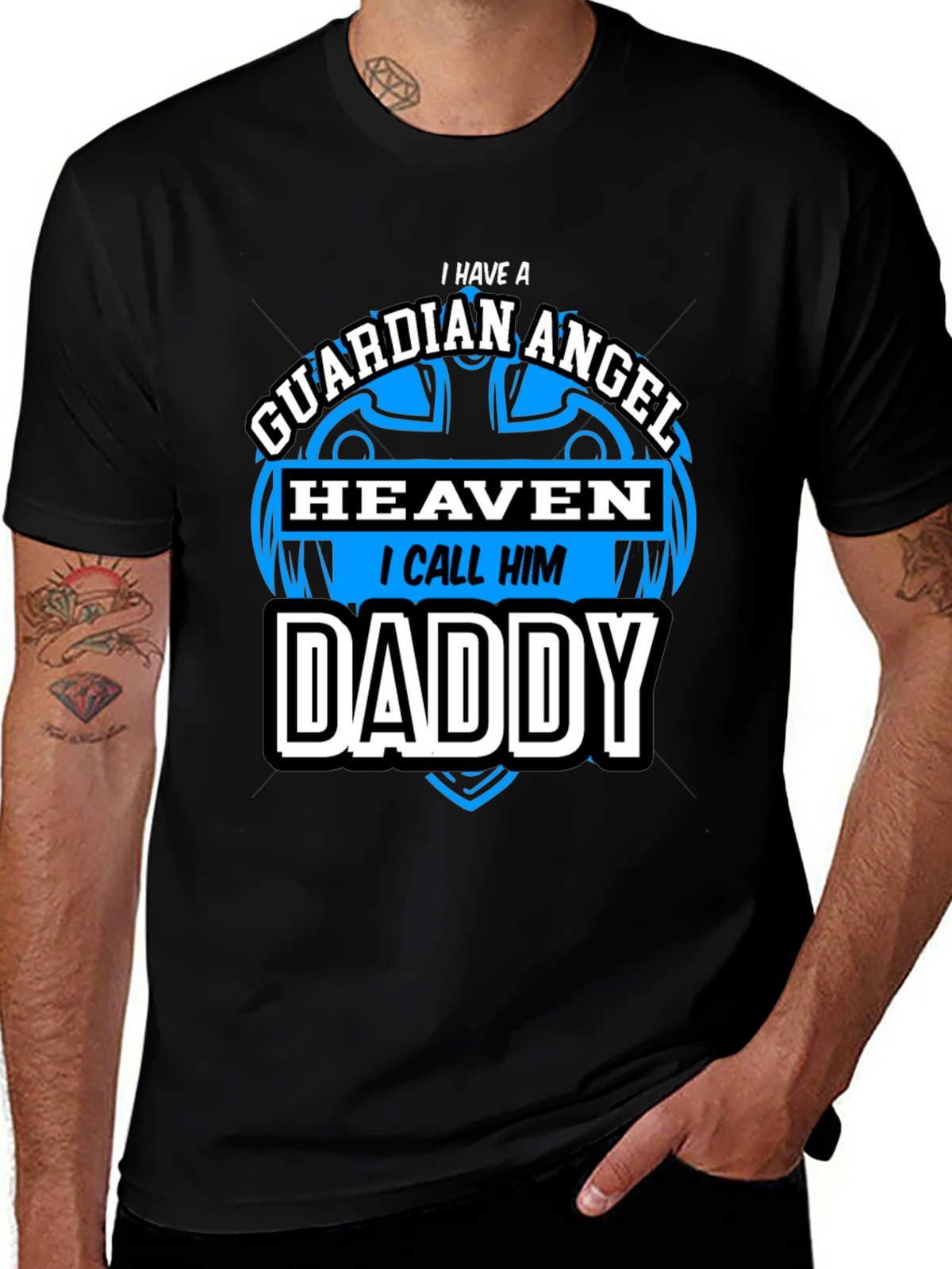 Guardian Angel Daddy Black T-Shirt