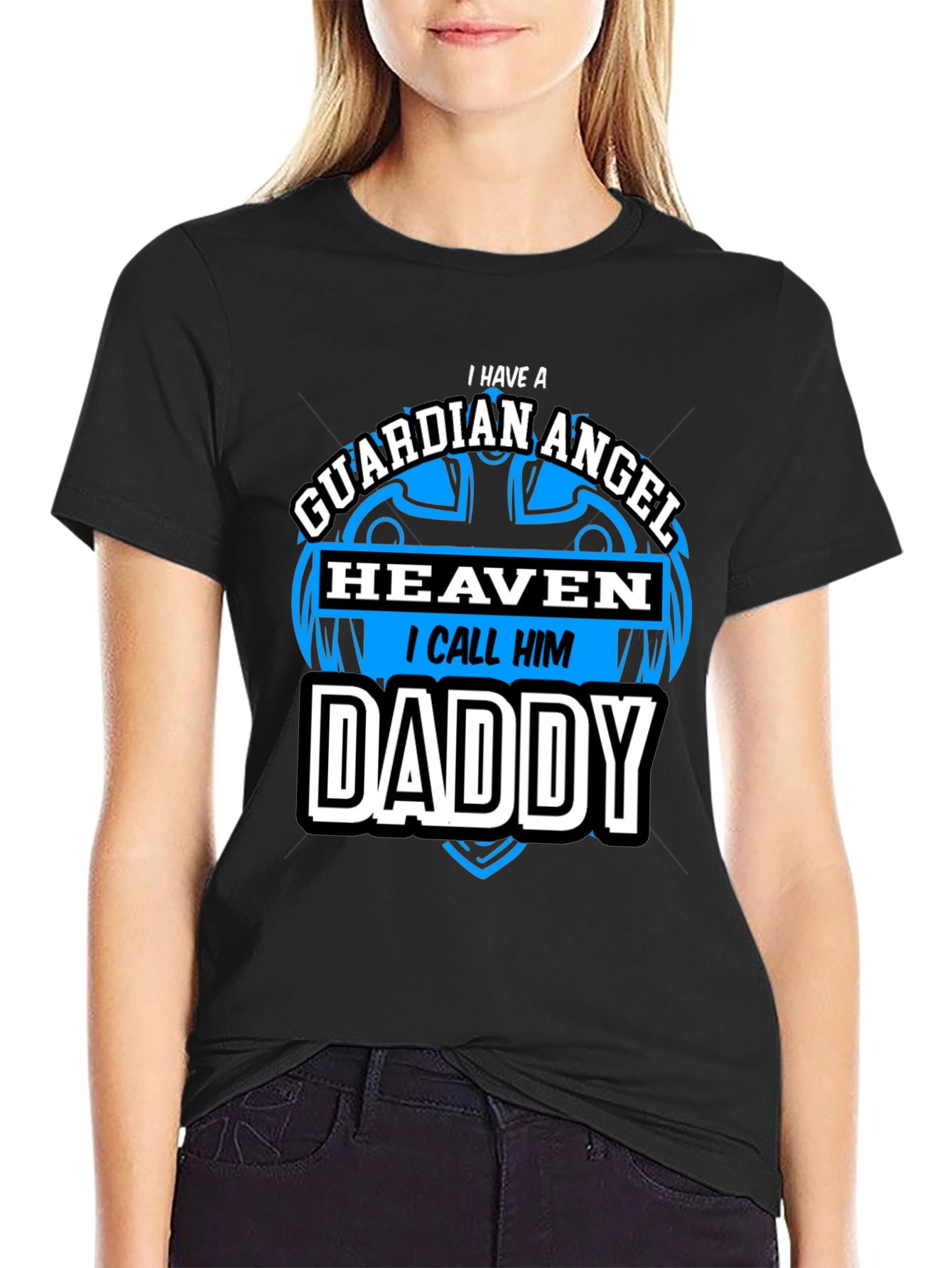 Guardian Angel Daddy Black T-Shirt