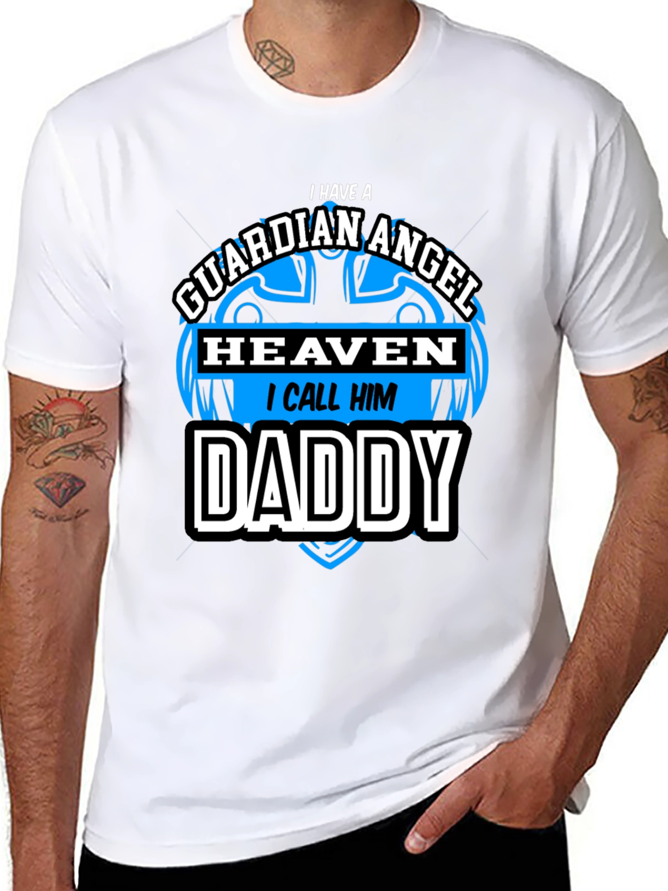 Guardian Angel Daddy Black T-Shirt
