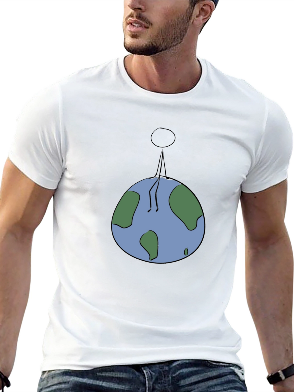 Man On Earth Graphic Tee - Black Cotton Shirt